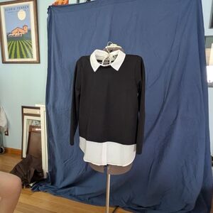 Ann Taylor Black Sweater with White Collar